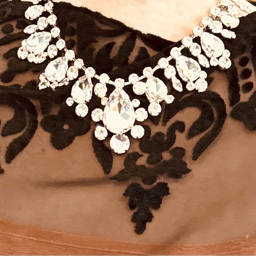 Fabulous rhinestone statement necklace choker NWOT bridal prom pageant wear - Picture 7 of 8